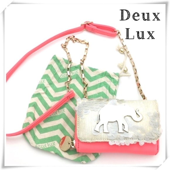 Deux Lux Elephants Sahara Sequin Spangled Crossbody Purse Bag Neon Pink - Picture 1 of 8